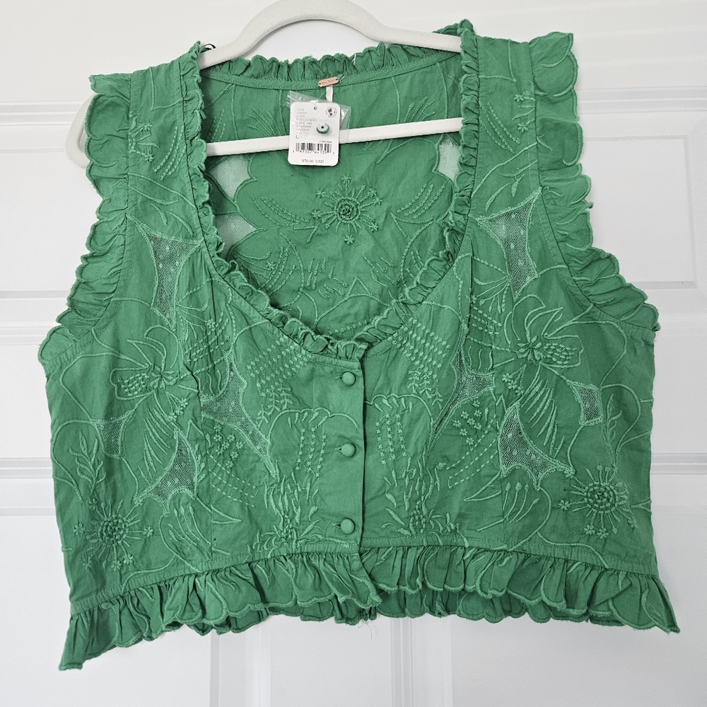 NWT Free People Green Crop Top